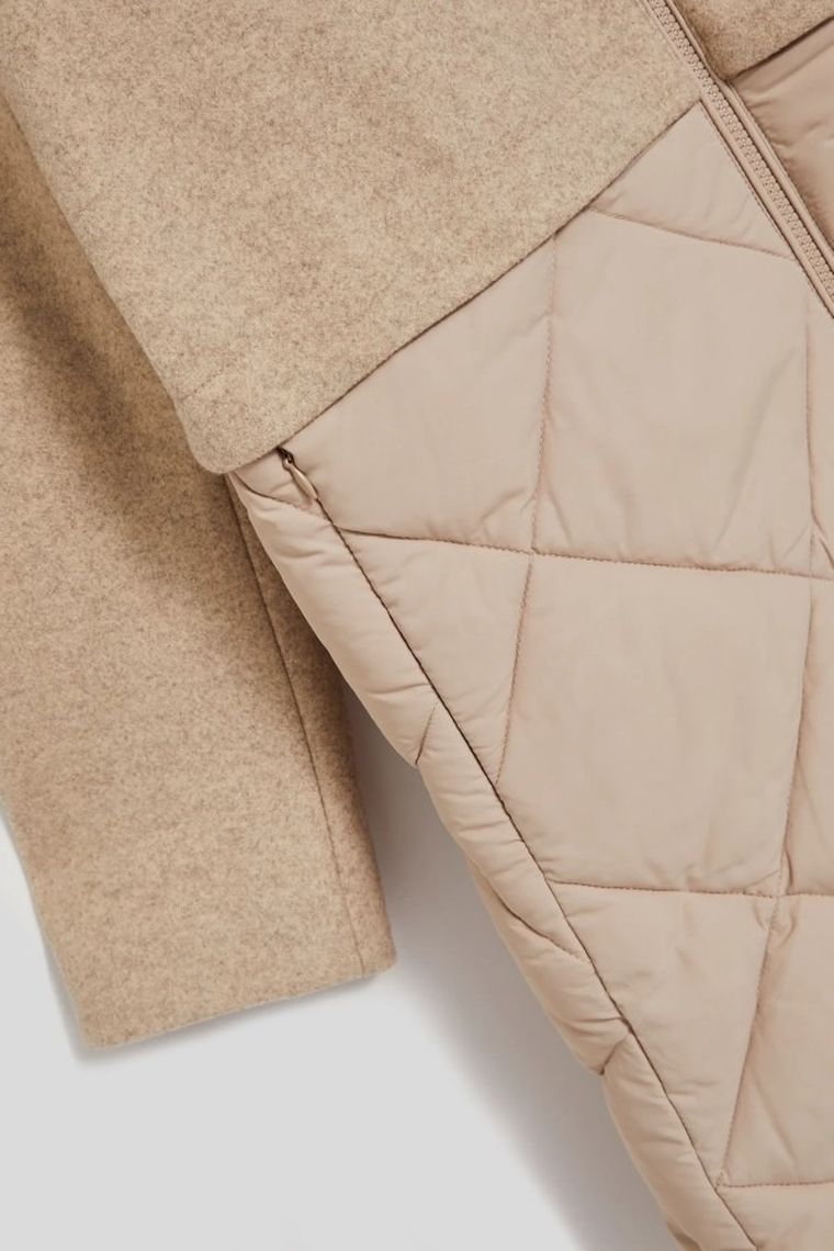 Kurtka damska z kapturem, beżowa, Moodo