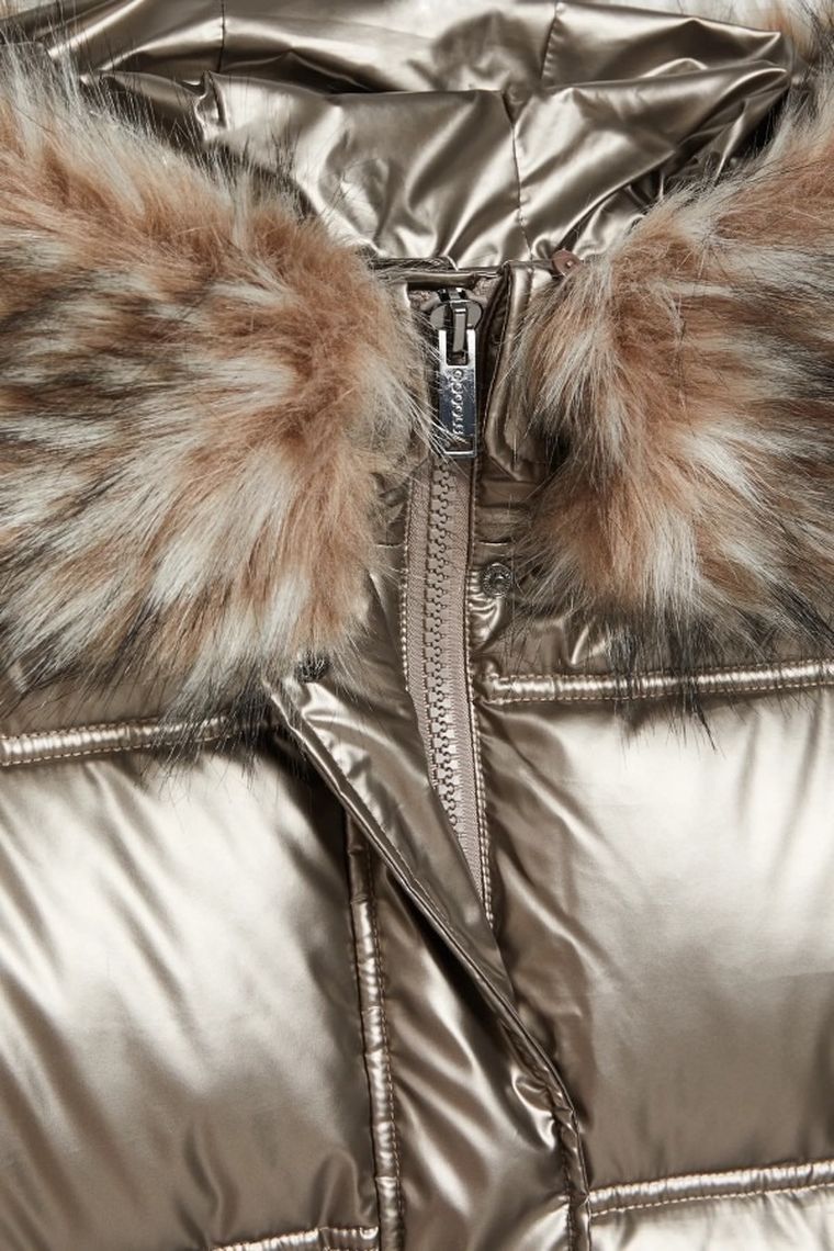 Kurtka damska z kapturem, beżowa, Moodo