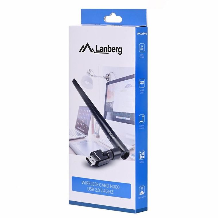 Lanberg, karta sieciowa, N300 NC-0300-WIE, USB 2.0, Złącze anteny WiFi