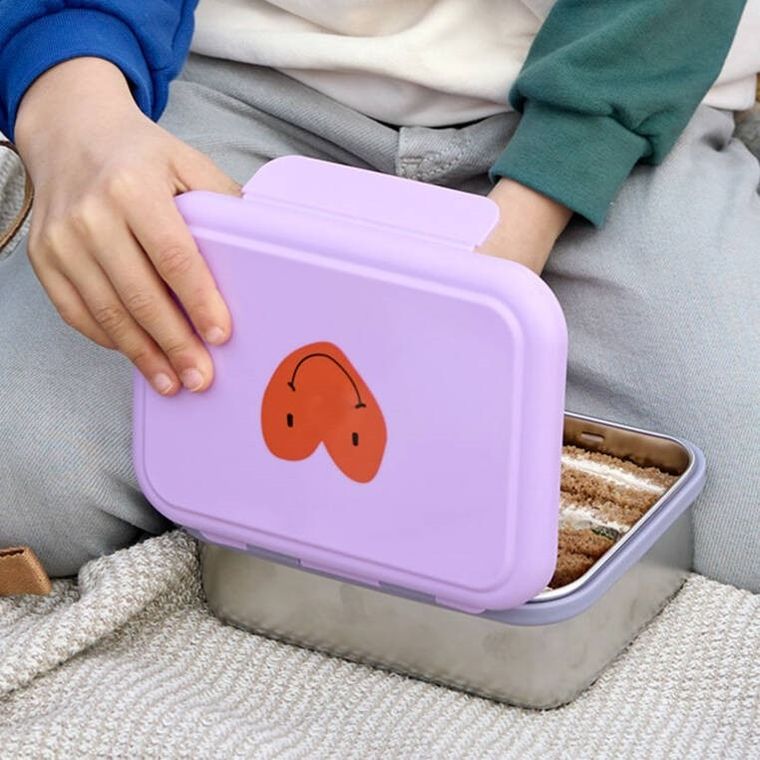Lassig, Little Gang, lunchbox ze stali nierdzewnej, Heart Lilac