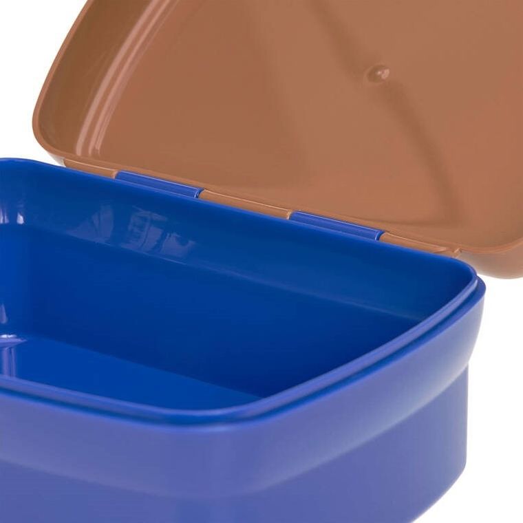 Lassig, Little Gang, Smile, zestaw na lunch: lunchbox + tritanowa butelka 460 ml, caramel/blue