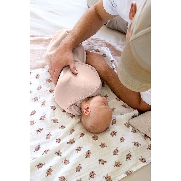 Lassig, Tiny Team, pieluszka muślinowa, otulacz z biobawełny, kotek, 60-60cm, 3 szt.