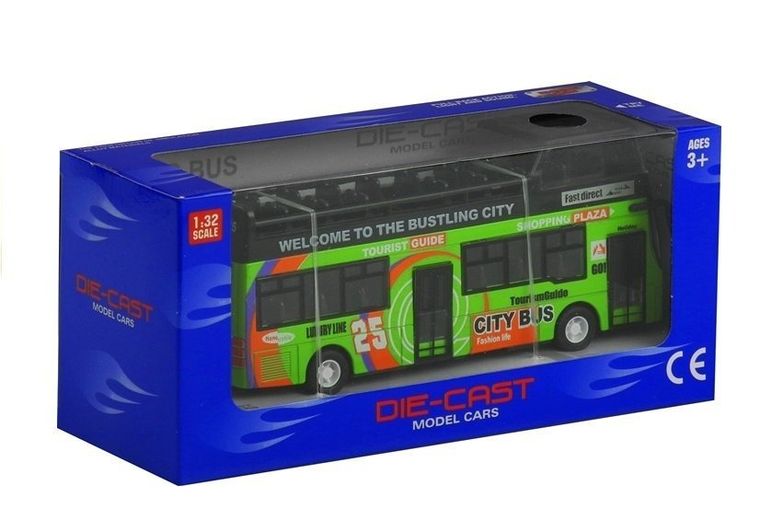 Lean Toys, autobus piętrowy, pojazd turystyczny, zielony, 1:32