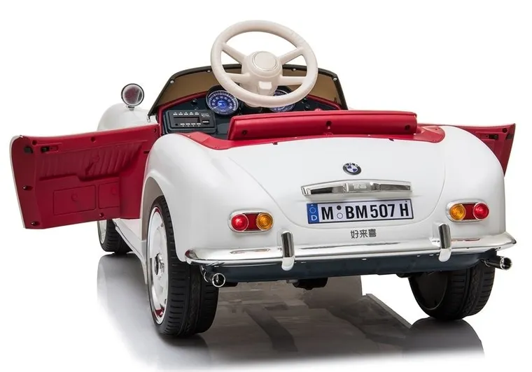 Lean Toys, BMW Retro, pojazd na akumulator, biały