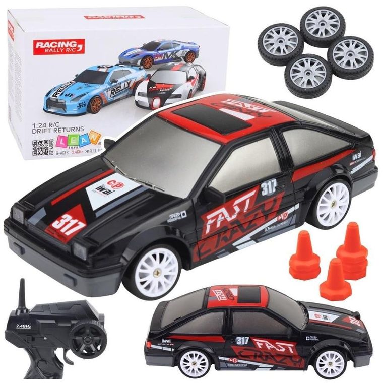 Lean Toys, coupe, pojazd do driftu zdalnie sterowany, czarny, 1:24