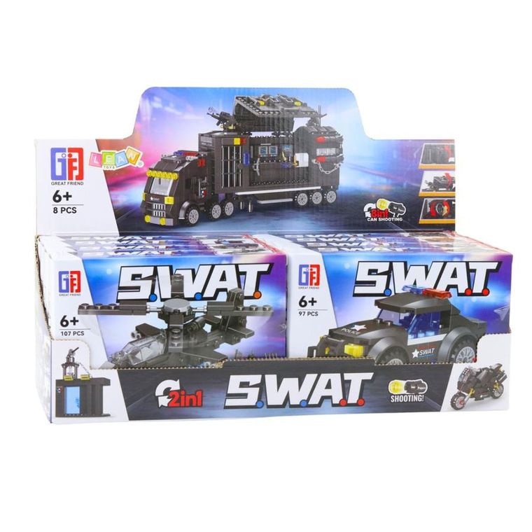 Lean Toys, klocki konstrukcyjne, Pojazdy Środki Transportu SWAT, 2w1, 92-117 elementów