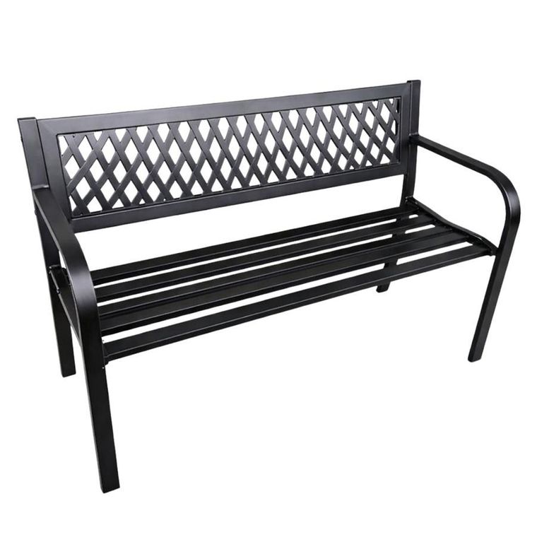 Lean Toys, ławka ogrodowa, metalowa, czarna, 120 cm