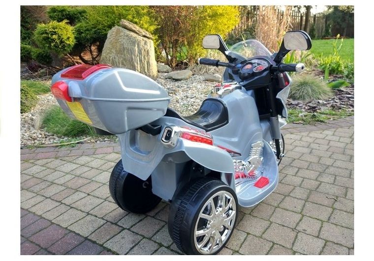 Lean Toys, Motor, pojazd na akumulator, srebrny