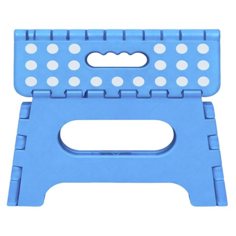 Lean Toys, stołek, składany podnóżek antypoślizgowy, niebieski, 24-19 cm