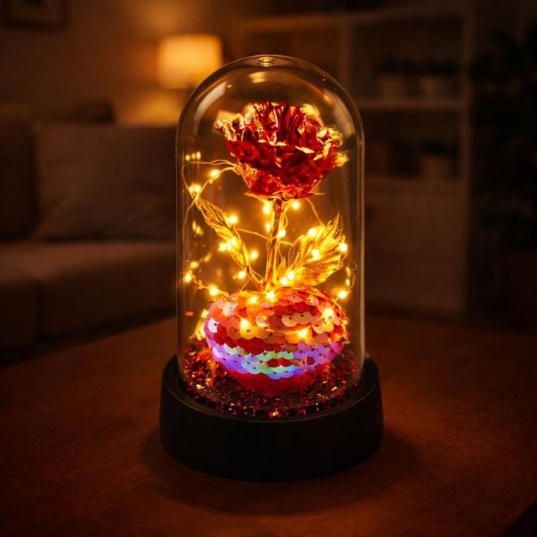 Lean Toys, wieczna róża w kopule, z oświetleniem LED