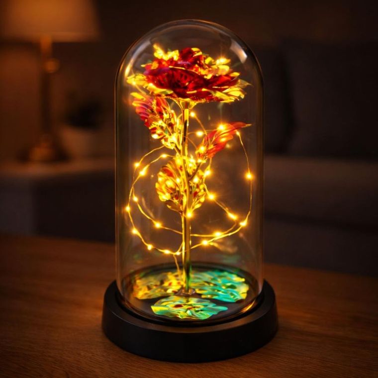 Lean Toys, wieczna róża w kopule, z oświetleniem LED