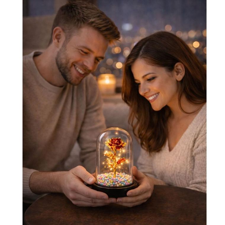 Lean Toys, wieczna róża w kopule, z oświetleniem LED