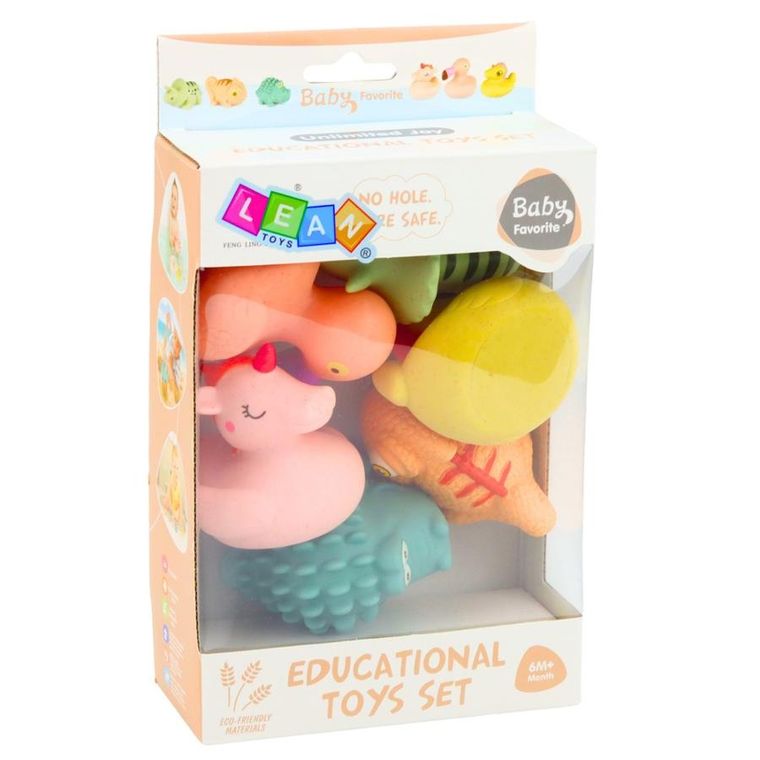Lean Toys, zwierzątka, zabawki do kąpieli, pastelowe, 6 szt.