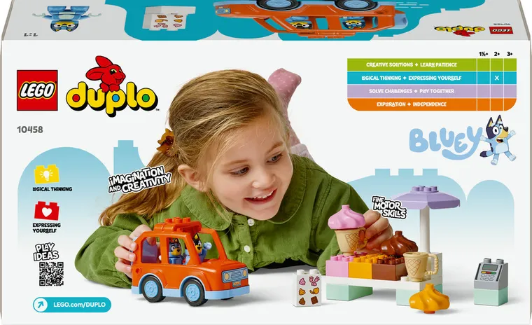 LEGO DUPLO Bluey, Wyprawa po lody z Blue, 10458