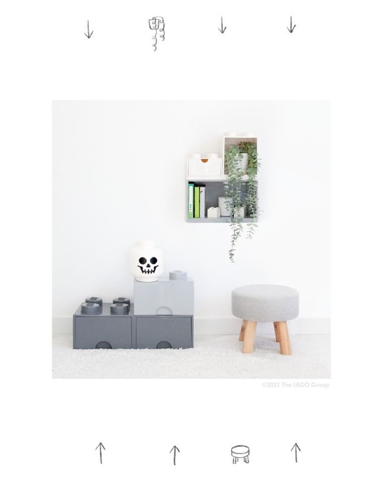 LEGO, mała głowa, szkieletor, pojemnik do przechowywania, rozmiar S, 2l