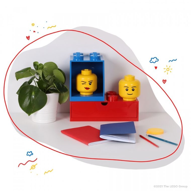 LEGO, Szufladka na biurko, klocek Brick 8, czerwona