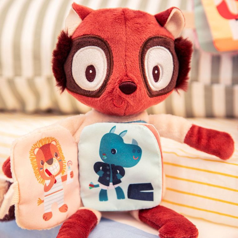 Lilliputiens, Lemur Elvis, przytulanka z książeczką, 6m+