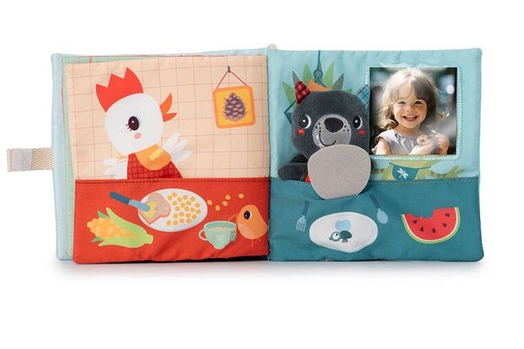 Lilliputiens, Smacznego! Wilk Louis, książeczka aktywizująca z mini-przytulanką, 12m+