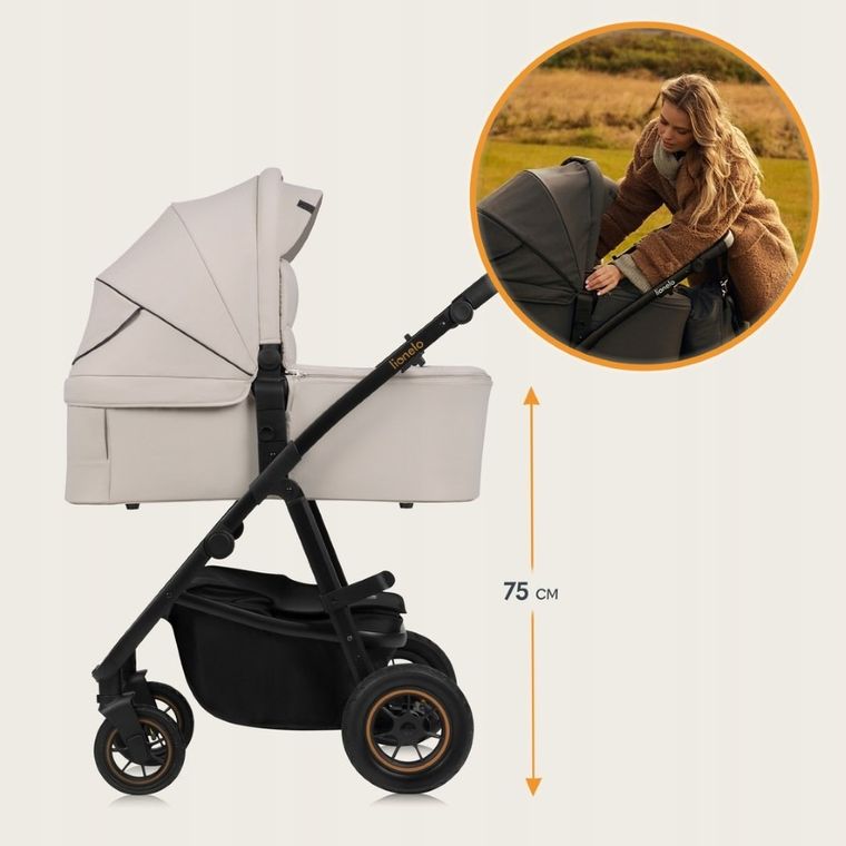 Lionelo, Amber Plus, wózek wielofunkcyjny 2w1, Beige Sand