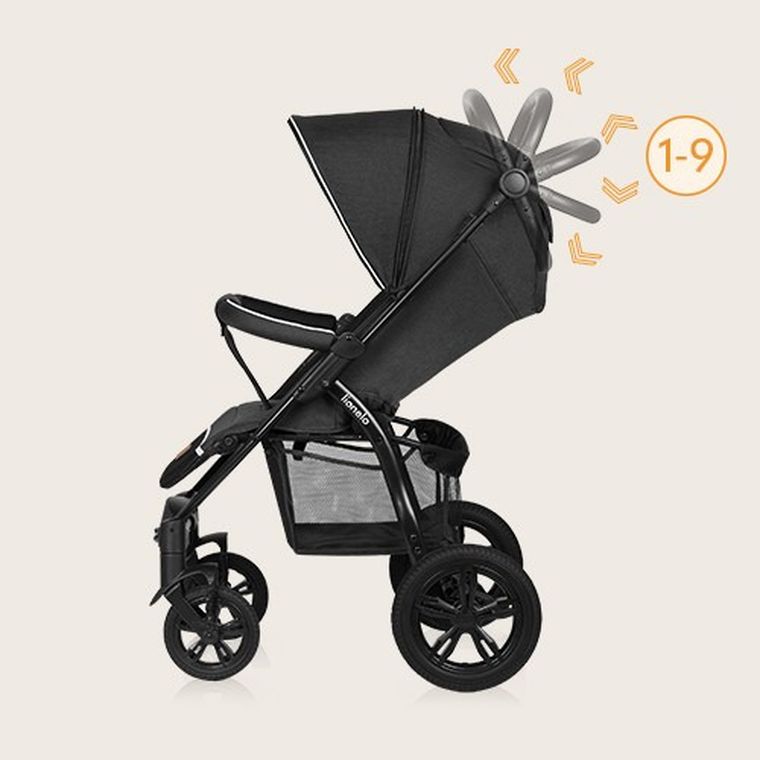 Lionelo, Annet Tour, wózek spacerowy, Black Carbon