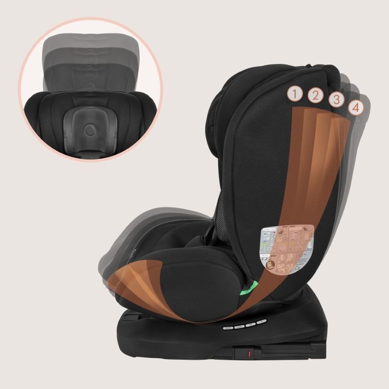 Lionelo, Bastiaan, I-size, fotelik samochodowy, 40-150 cm, Black Grey