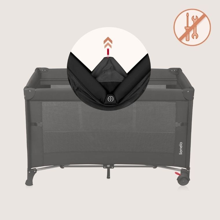 Lionelo, Ellen, łóżeczko turystyczne z funkcją dostawki, 3w1, black