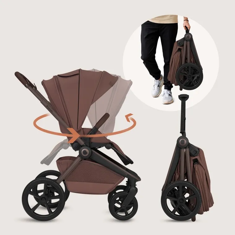 Lionelo, Freya, wózek wielofunkcyjny, składana gondola, 2w1, brown chocolate