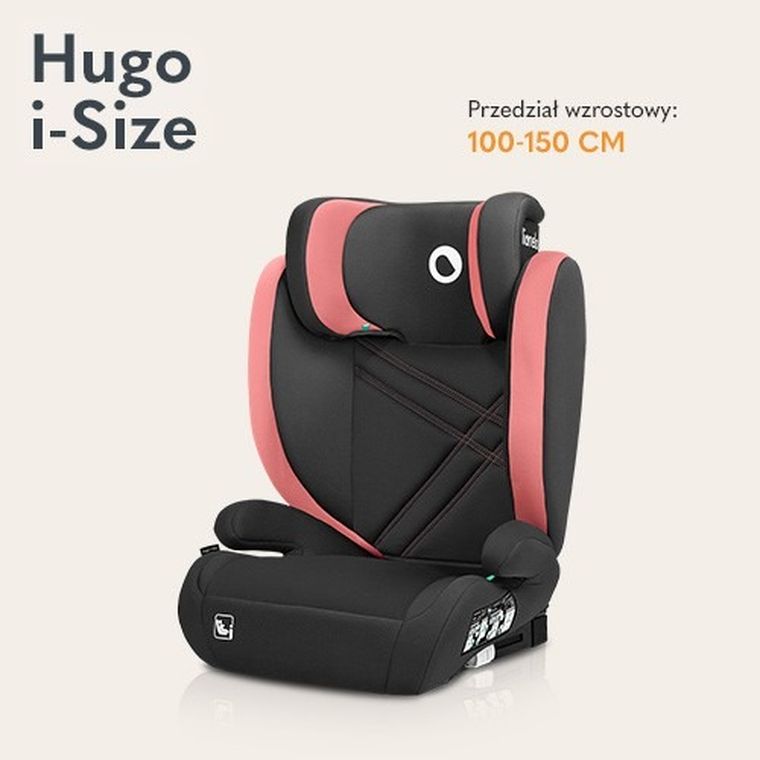 Lionelo, Hugo, I-size, fotelik samochodowy, Pink Baby, 100-150 cm