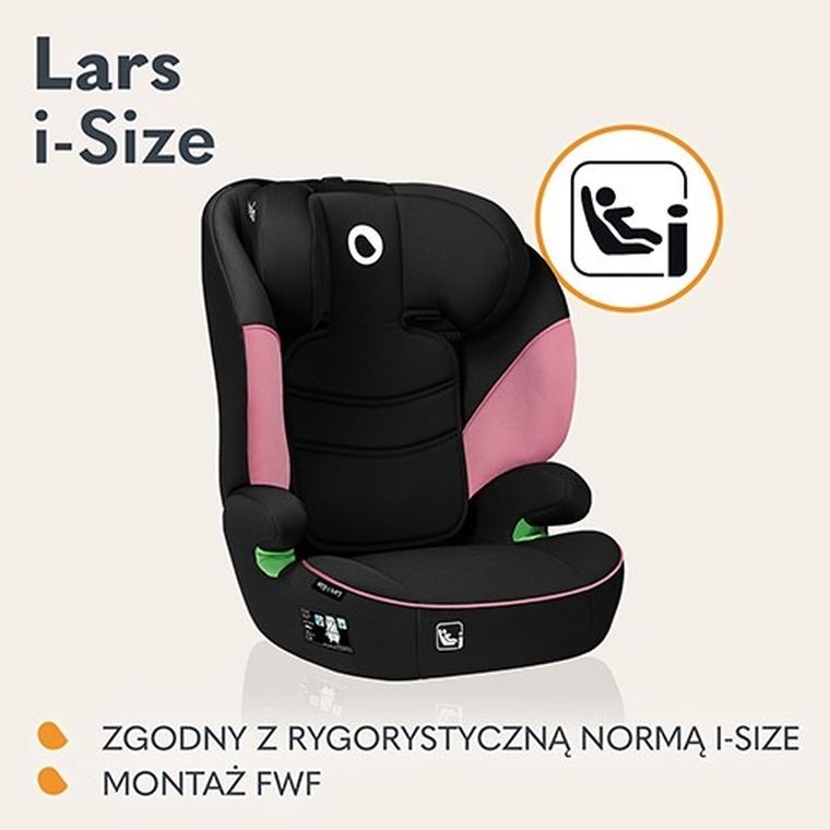 Lionelo, Lars, I-size, fotelik samochodowy, 100-150 cm, Pink Baby