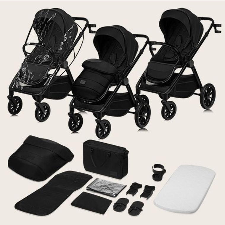 Lionelo, Layla, wózek wielofunkcyjny, 2w1, Black Onyx