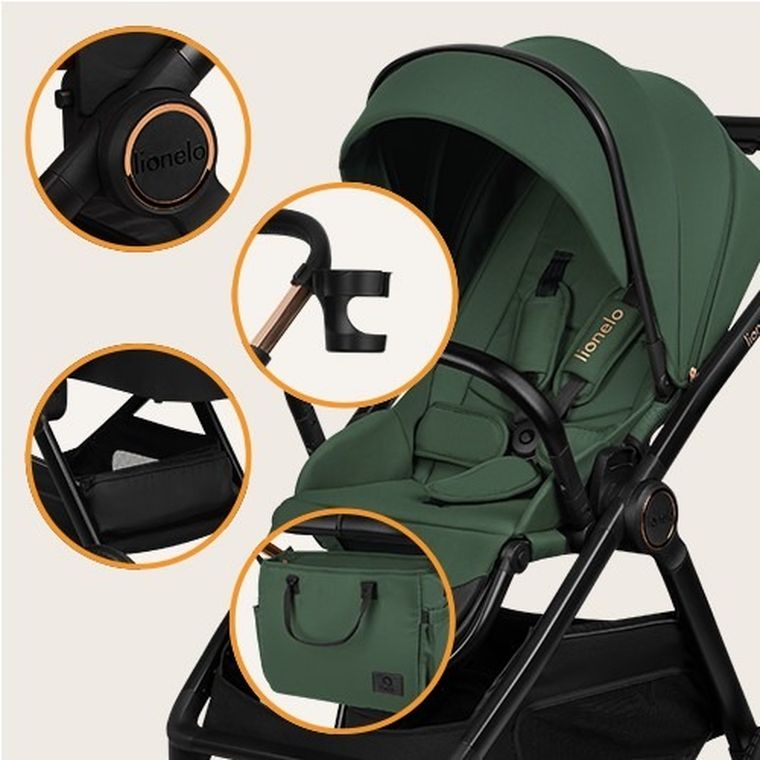 Lionelo, Layla, wózek wielofunkcyjny, 2w1, Green Forest
