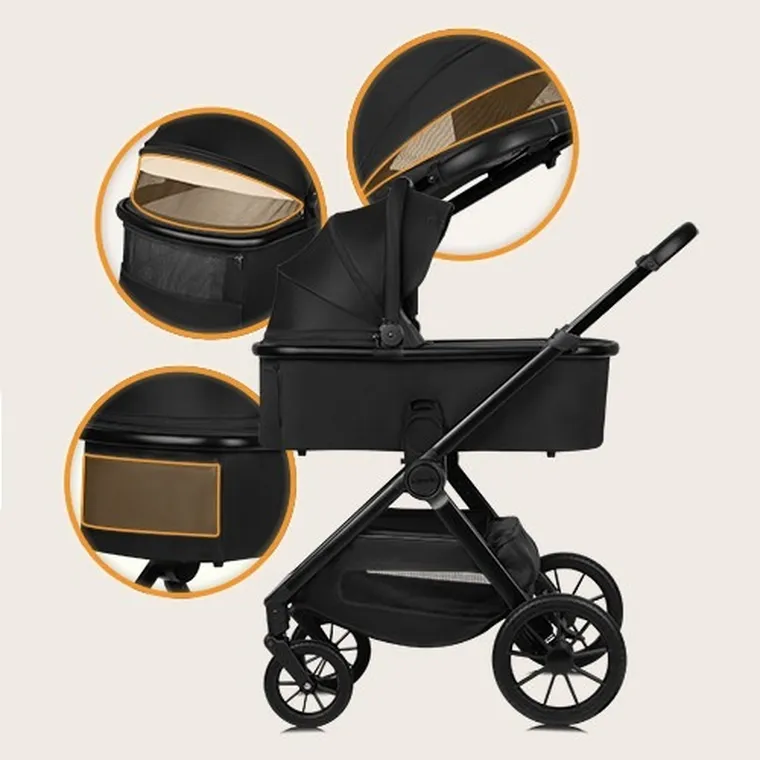 Lionelo, Layla, wózek wielofunkcyjny, 3w1, Black Onyx