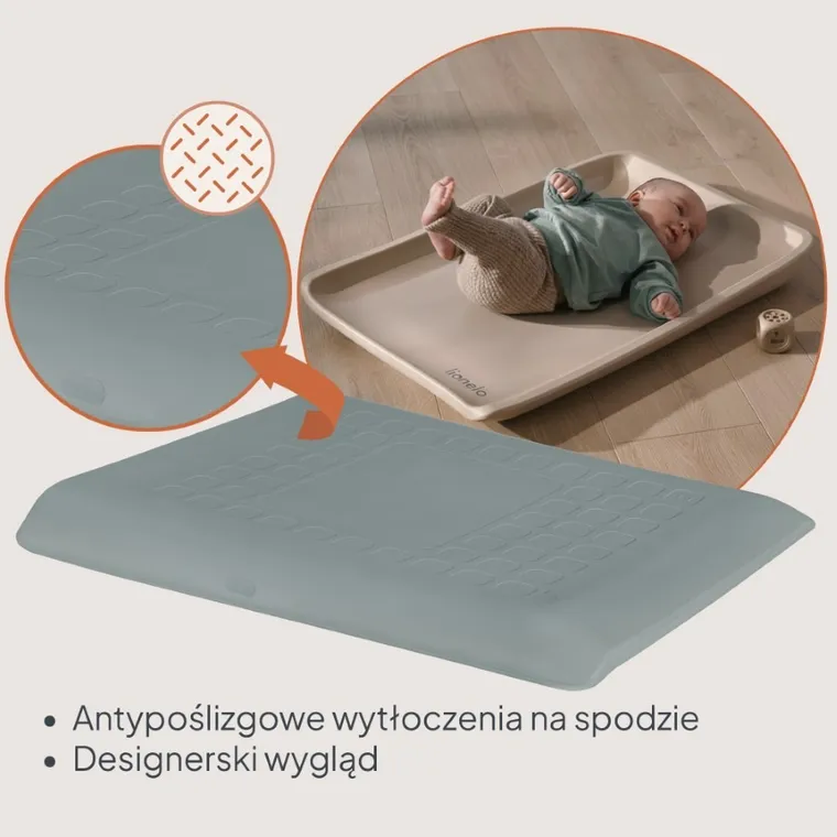 Lionelo, Megs, wielofunkcyjna mata do przewijania, grey dove