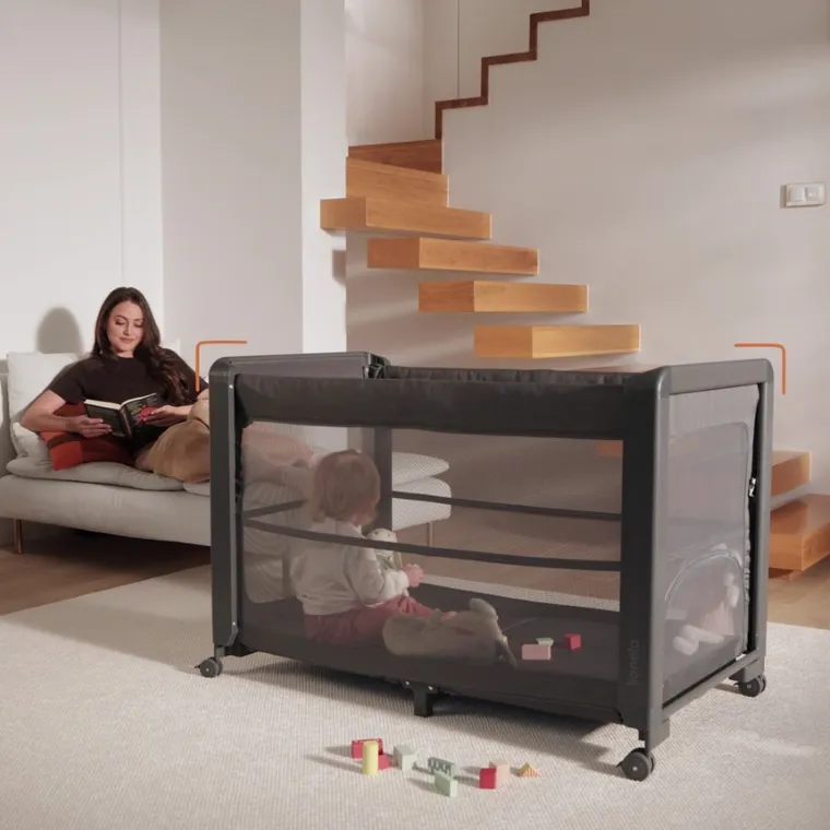 Lionelo, Patty, łóżeczko turystyczne z dostawką, Grey Graphite