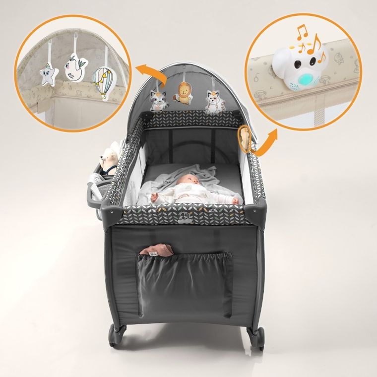 Lionelo, Sven Plus, łóżeczko turystyczne z akcesoriami, Beige Latte