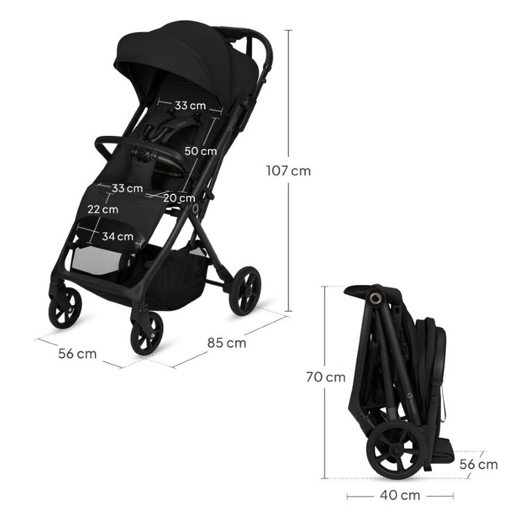 Lionelo, Tansi, wózek spacerowy, black onyx