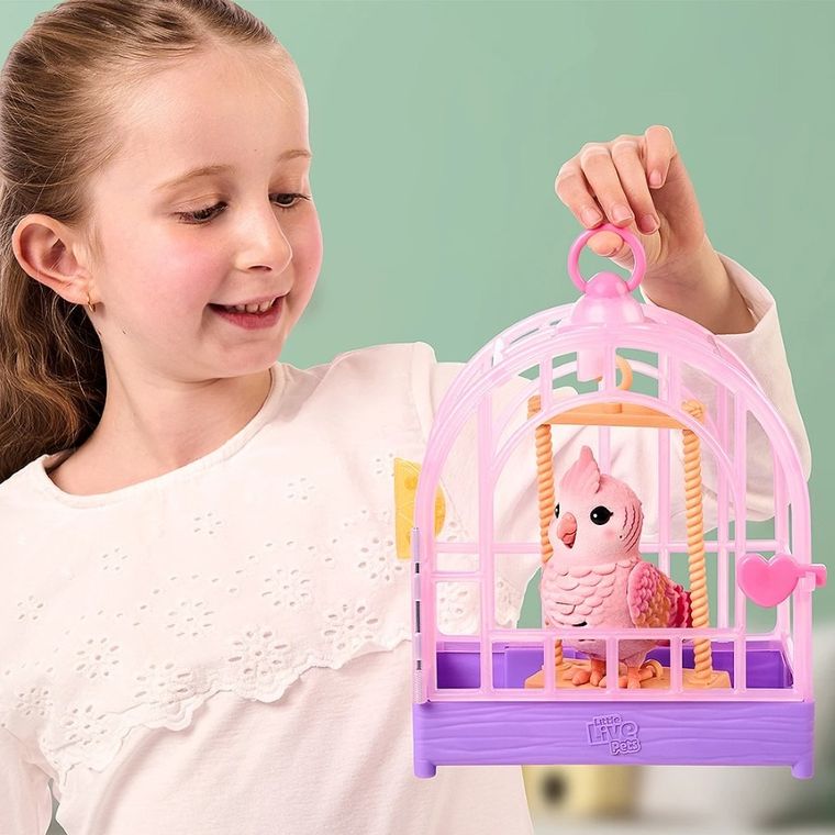 Little Live Pets, Mój Prawdziwy Ptaszek, Rosie, ćwierkający ptaszek w klatce, zabawka interaktywna, różowy