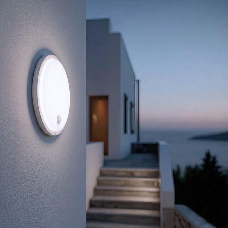 Maclean, lampa LED z czujnikiem ruchu, 10W, IP65, biała