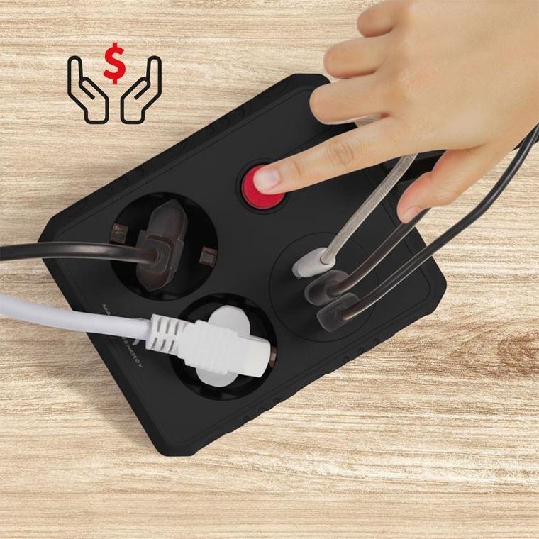 Maclean, listwa zasilająca, 2 gniazda, 3xUSB, 110-240V, AC 50/60HZ, 2.1A, 2500W, czarna, 1,5m, MCE387 B