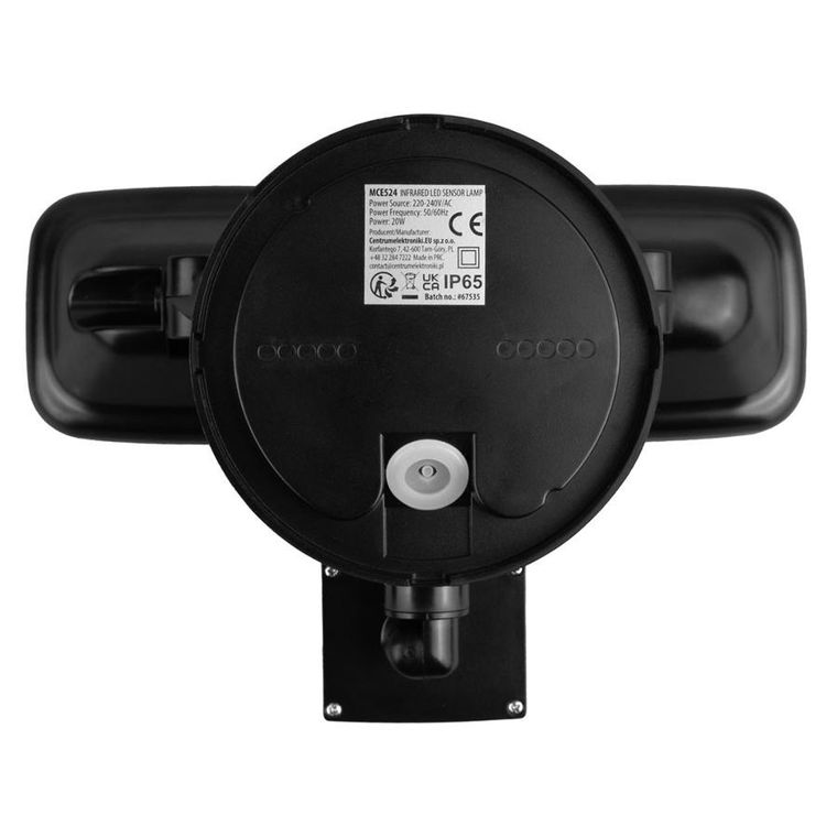 Maclean, ścienna lampa LED, z czujnikiem PIR, 20W, 1500LM, IP65, NEUTRAL WHITE 4000K, czarna, MCE524 B