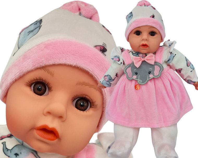 Mario, interaktywna lalka bobas, słonik, 45 cm