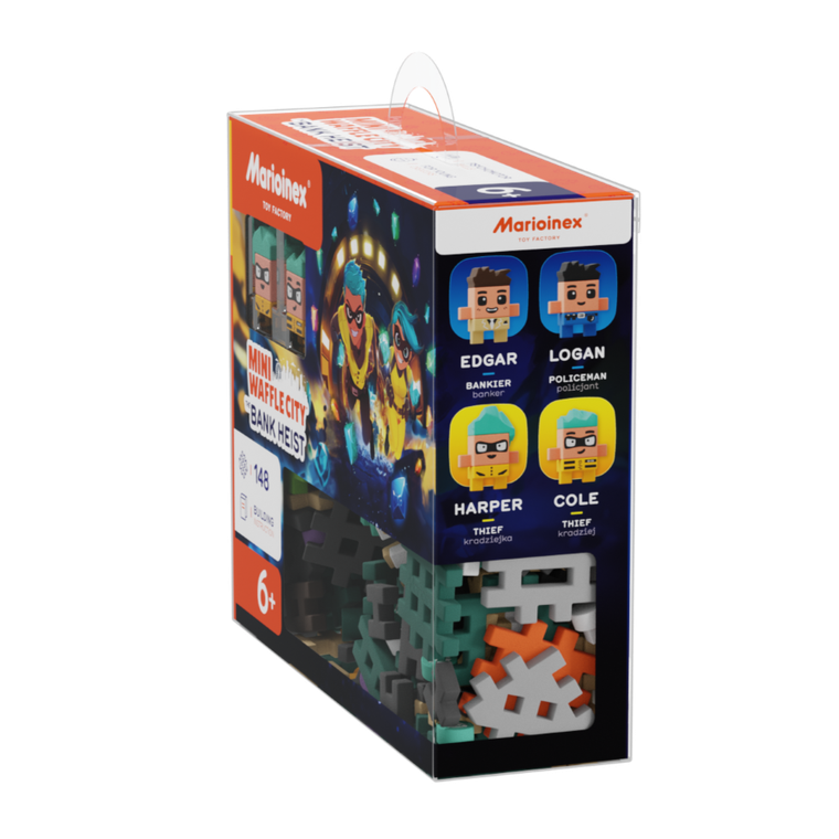 Marioinex, Mini Waffle, City, Napad Na Bank, klocki konstrukcyjne, 148 elementów