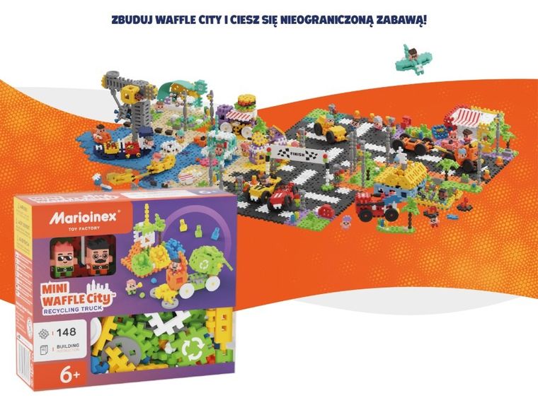 Marioinex, Mini Waffle, City, Śmieciarka, klocki konstrukcyjne, 148 elementów