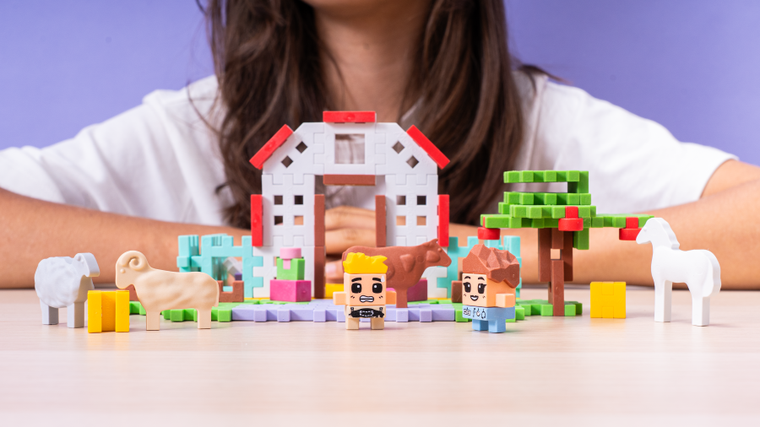 Marioinex, Mini Waffle, Farmer, Domek Pani Weterynarz, klocki konstrukcyjne, 110 elementów