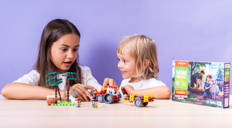 Marioinex, Mini Waffle, Farmer, Leśna akcja ratunkowa, klocki konstrukcyjne, 100 elementów