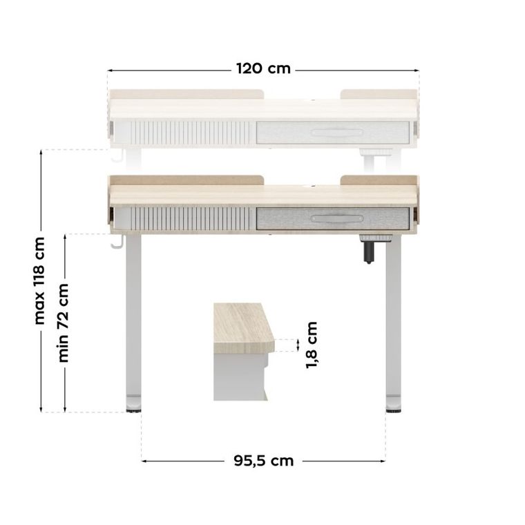 Mark Adler, Leader 8.0, biurko z regulacją wysokości, White, 120 cm