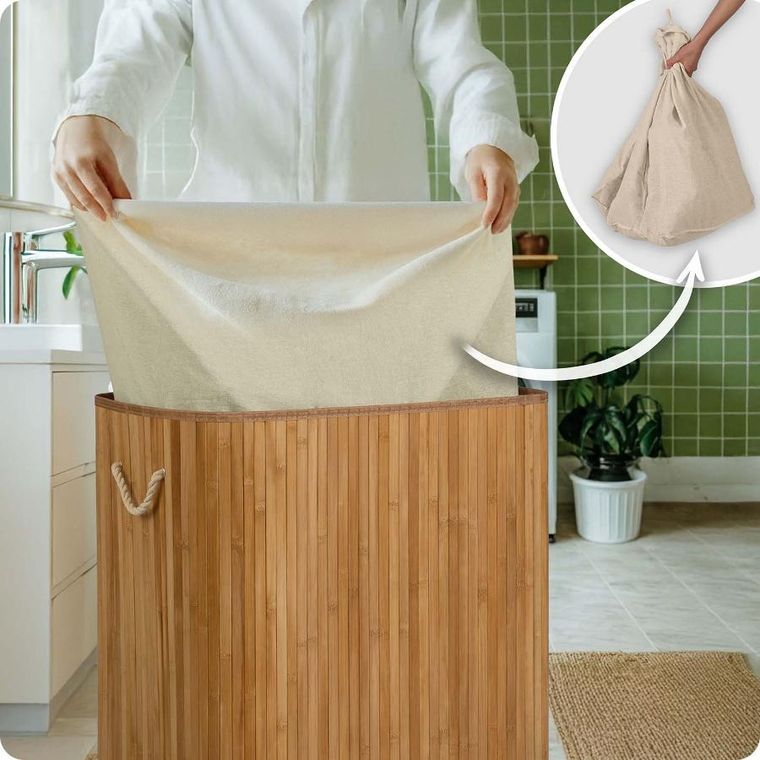 Massido, bambusowy kosz na pranie z pokrywą, 100l