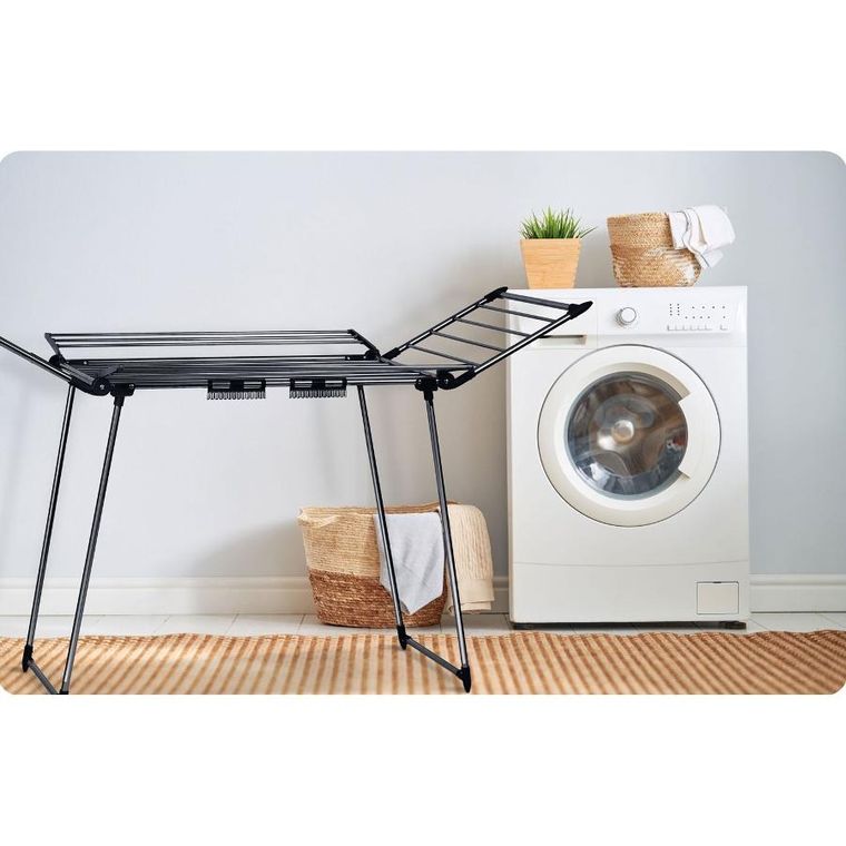 Massido, Lina, suszarka na pranie stojąca rozkładana, czarna, 22 mb