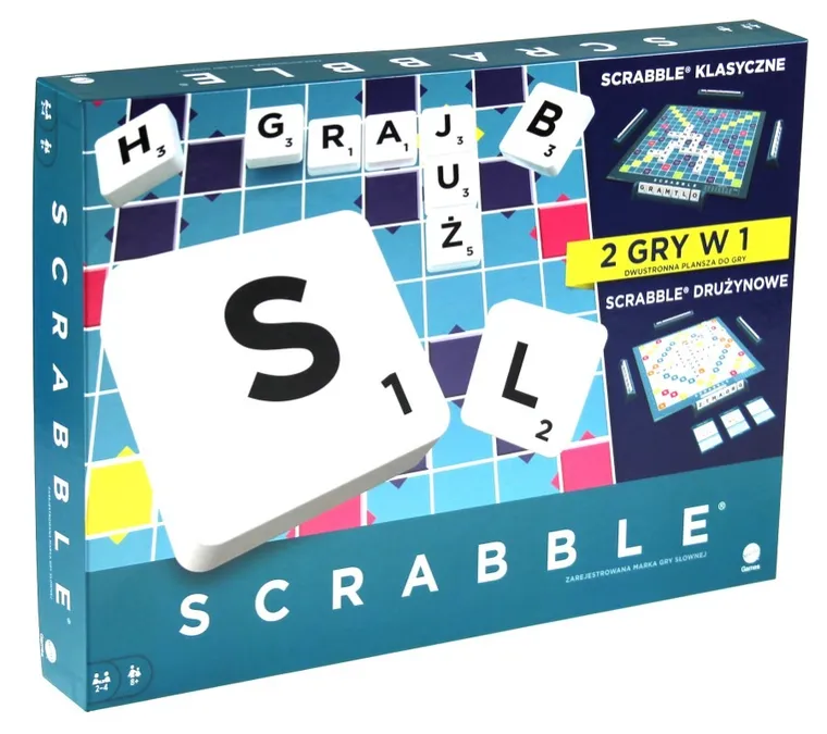 Mattel, Scrabble Klasyczne + Drużynowe, gra towarzyska 2w1