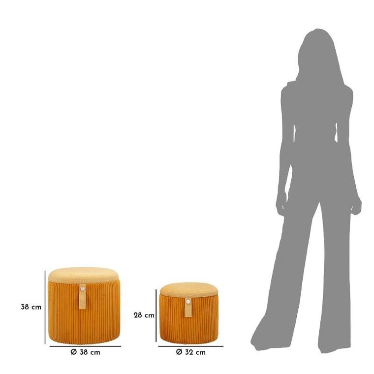 Mauro Ferretti, Bolzano, zestaw puf ze schowkiem, średnica 38 cm, średnica 32 cm